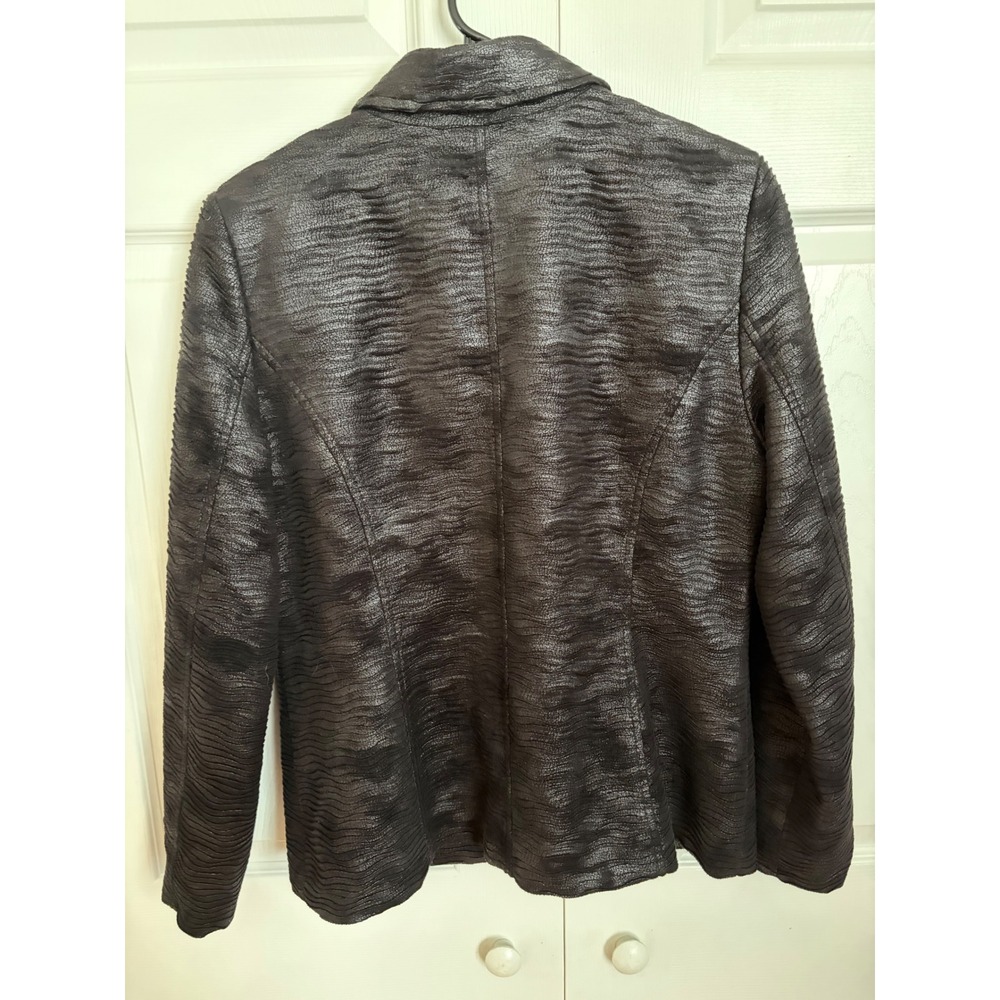 Conrad C Collection Womens Black Textured Zip Up Jacket Metallic JT11215M Size 8 - Picture 5 of 9